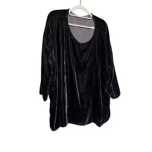 CP Shades black velour silk blend long‎ sleeve blouse dark goth silky witchy